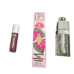 Charlotte Tilbury, Pop Beauty and Meike Glamour Lippie trio